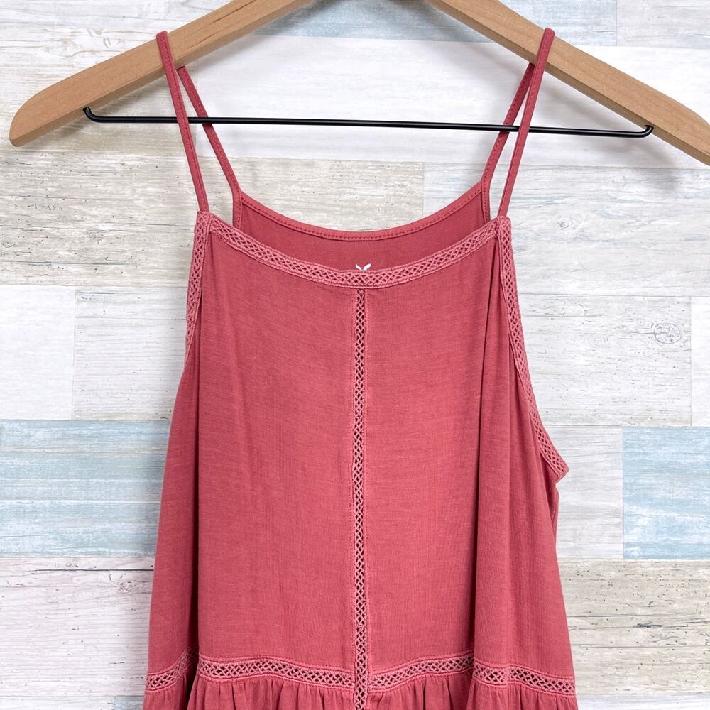 American Eagle Soft & Sexy Lattice Trim Tank Top Pink Stretch Casual Womens XS - Picture 2 of 7